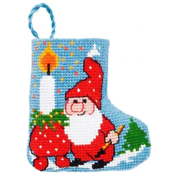 Broderikit Nisse & lys Julestrømpe